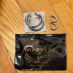 Silver Hoop Earrings Set